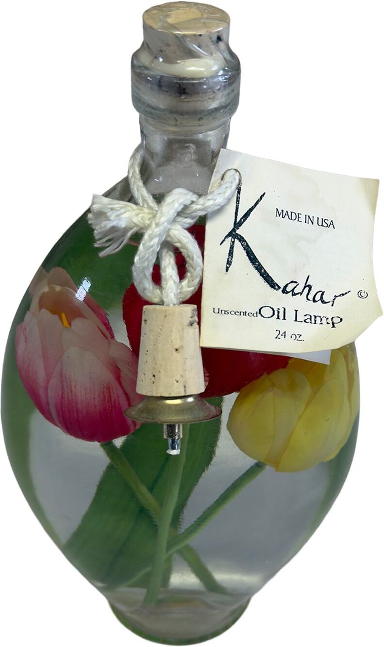 Kahar Lamp Co. Tulip Botanical Glass Oil Lamp Made in USA New/Sealed 24 oz